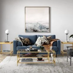 Budget 🤩 Winthrop 46 in. Brass Rectangle Glass Coffee Table with Glass Shelves by Meyer&Cross 🔥 -Outlet Camden Isle Store brass meyer cross coffee tables ct0773 31 1000