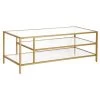 Budget 🤩 Winthrop 46 in. Brass Rectangle Glass Coffee Table with Glass Shelves by Meyer&Cross 🔥