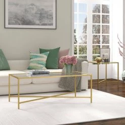 Best reviews of 🥰 Henley 48 in. Brass Rectangle Glass Coffee Table by Meyer&Cross ✔️ -Outlet Camden Isle Store brass meyer cross coffee tables ct0825 31 1000