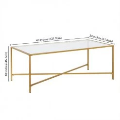 Best reviews of 🥰 Henley 48 in. Brass Rectangle Glass Coffee Table by Meyer&Cross ✔️ -Outlet Camden Isle Store brass meyer cross coffee tables ct0825 44 1000