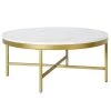 Coupon 🔔 Xivil 36 in. Brass Round Coffee Table with Faux Marble Top by Meyer&Cross 🔥 -Outlet Camden Isle Store brass meyer cross coffee tables ct0998 64 1000