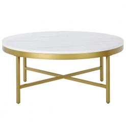 Coupon 🔔 Xivil 36 in. Brass Round Coffee Table with Faux Marble Top by Meyer&Cross 🔥 -Outlet Camden Isle Store brass meyer cross coffee tables ct0998 c3 1000