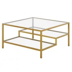 Outlet 💯 Lovett 32 in. Brass Square Glass Coffee Table by Meyer&Cross ❤️