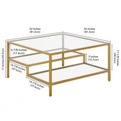 Outlet 💯 Lovett 32 in. Brass Square Glass Coffee Table by Meyer&Cross ❤️ -Outlet Camden Isle Store brass meyer cross coffee tables ct1043 c3 1000