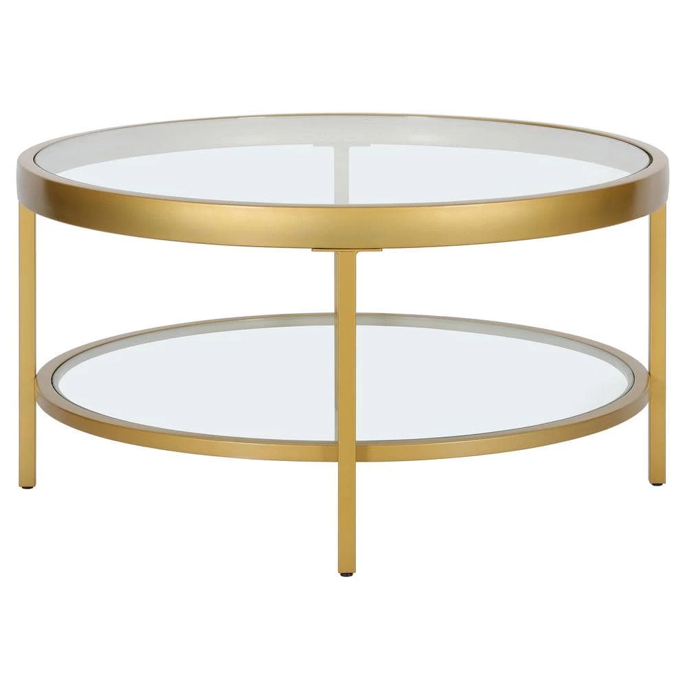 Buy 👏 Alexis 32 in. Brass Round Glass Coffee Table with Shelves by Meyer&Cross ✨ 8 Buy 👏 Alexis 32 in. Brass Round Glass Coffee Table with Shelves by Meyer&Cross ✨ - Image 6
