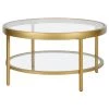 Buy 👏 Alexis 32 in. Brass Round Glass Coffee Table with Shelves by Meyer&Cross ✨ -Outlet Camden Isle Store brass meyer cross coffee tables ct1566 64 1000