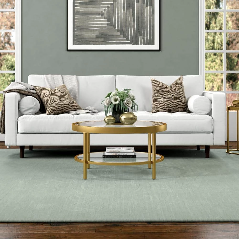 Buy 👏 Alexis 32 in. Brass Round Glass Coffee Table with Shelves by Meyer&Cross ✨ 6 Buy 👏 Alexis 32 in. Brass Round Glass Coffee Table with Shelves by Meyer&Cross ✨ - Image 4