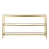 Promo 🥰 Alexis 55 in. Brass Rectangle Glass Console Table with Storage by Meyer&Cross 🎁 -Outlet Camden Isle Store brass meyer cross console tables at0234 64 1000