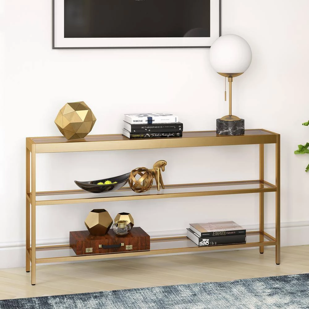 Promo ๐ฅฐ Alexis 55 in. Brass Rectangle Glass Console Table with Storage by Meyer&Cross ๐ 6 Promo ๐ฅฐ Alexis 55 in. Brass Rectangle Glass Console Table with Storage by Meyer&Cross ๐ - Image 4