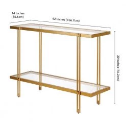 Discount ❤️ Inez 42 in. Brass/Clear Standard Rectangle Glass Console Table with Storage by Meyer&Cross 🤩 18 Discount ❤️ Inez 42 in. Brass/Clear Standard Rectangle Glass Console Table with Storage by Meyer&Cross 🤩 -Outlet Camden Isle Store brass meyer cross console tables at0314 44 1000