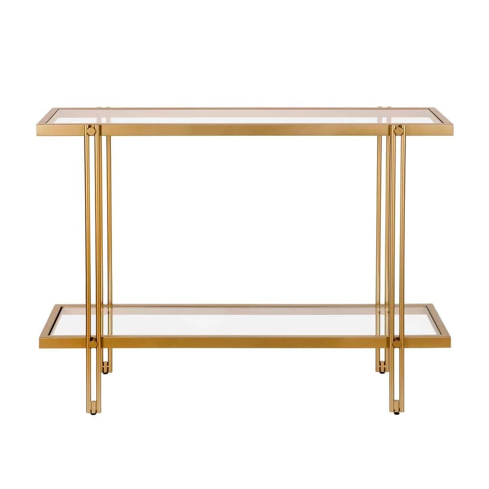Discount ❤️ Inez 42 in. Brass/Clear Standard Rectangle Glass Console Table with Storage by Meyer&Cross 🤩 7 Discount ❤️ Inez 42 in. Brass/Clear Standard Rectangle Glass Console Table with Storage by Meyer&Cross 🤩 - Image 5