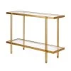 Discount ❤️ Inez 42 in. Brass/Clear Standard Rectangle Glass Console Table with Storage by Meyer&Cross 🤩 -Outlet Camden Isle Store brass meyer cross console tables at0314 64 1000
