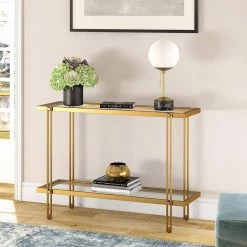 Discount ❤️ Inez 42 in. Brass/Clear Standard Rectangle Glass Console Table with Storage by Meyer&Cross 🤩 19 Discount ❤️ Inez 42 in. Brass/Clear Standard Rectangle Glass Console Table with Storage by Meyer&Cross 🤩 -Outlet Camden Isle Store brass meyer cross console tables at0314 fa 1000