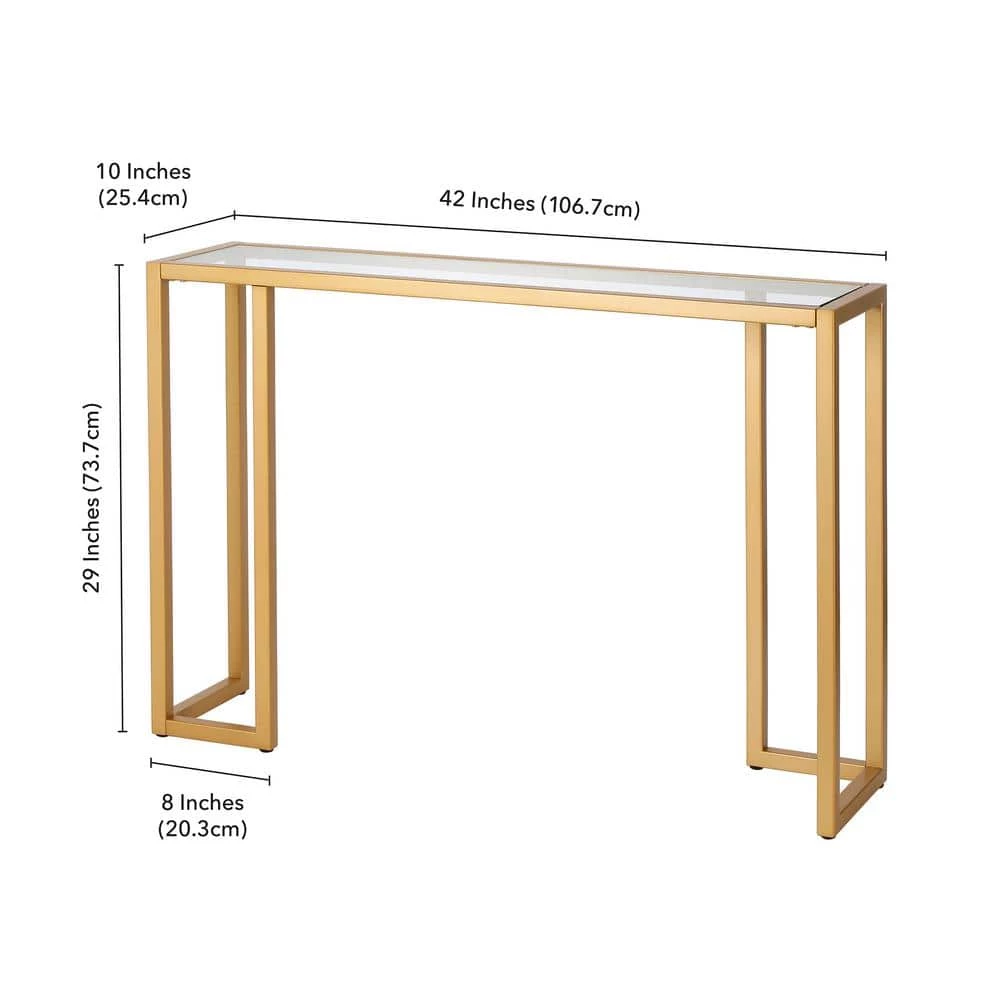 Best Sale 😀 Oscar 42 in. Brass Rectangle Glass Console Table by Meyer&Cross 💯 8 Best Sale 😀 Oscar 42 in. Brass Rectangle Glass Console Table by Meyer&Cross 💯 - Image 6