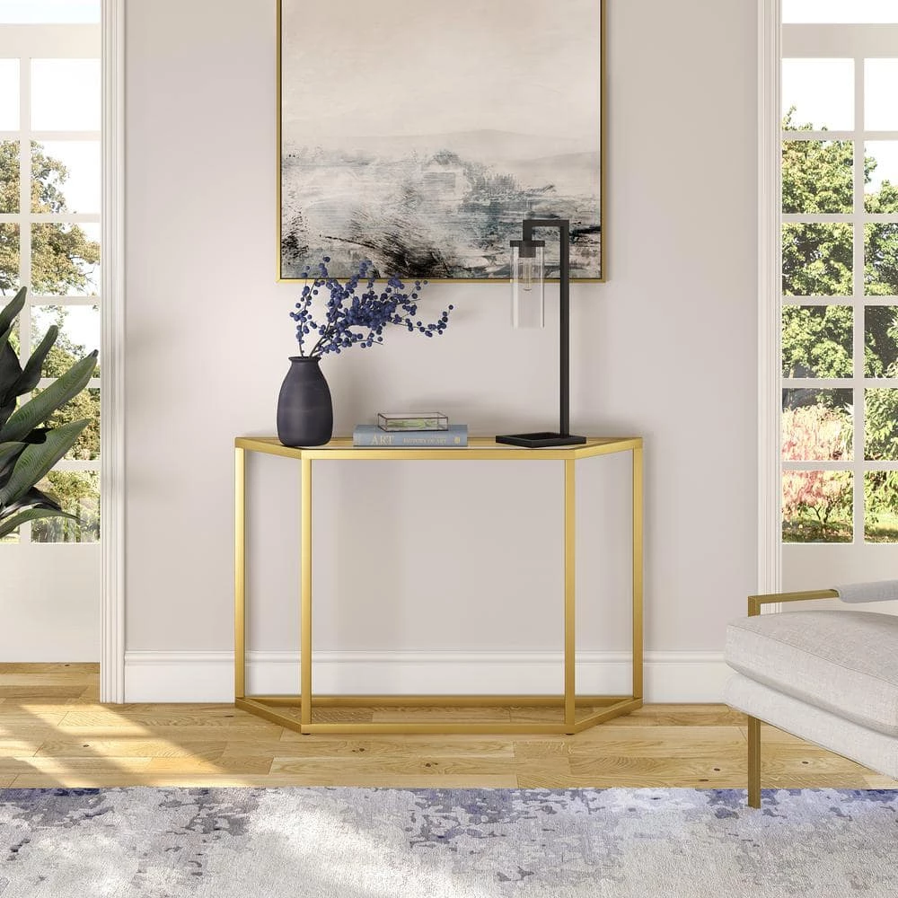 Budget 🔥 Levi 44 in. Brass Rectangle Glass Console Table with Storage by Meyer&Cross 🔥 10 Budget 🔥 Levi 44 in. Brass Rectangle Glass Console Table with Storage by Meyer&Cross 🔥 - Image 8