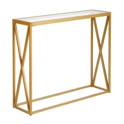 Flash Sale π Arlo 36 in. Brass/Clear Standard Rectangle Glass Console Table by Meyer&Cross π