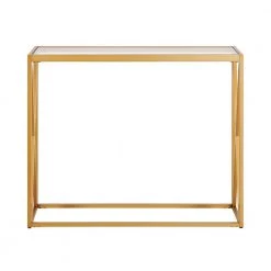 Flash Sale 🔔 Arlo 36 in. Brass/Clear Standard Rectangle Glass Console Table by Meyer&Cross 🛒 -Outlet Camden Isle Store brass meyer cross console tables at0431 c3 1000