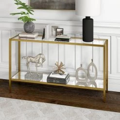 Cheapest 🥰 Hera 55 in. Brass Rectangle Glass Console Table with Mirrored Shelf by Meyer&Cross ❤️ 12 Cheapest 🥰 Hera 55 in. Brass Rectangle Glass Console Table with Mirrored Shelf by Meyer&Cross ❤️ -Outlet Camden Isle Store brass meyer cross console tables at0978 4f 1000