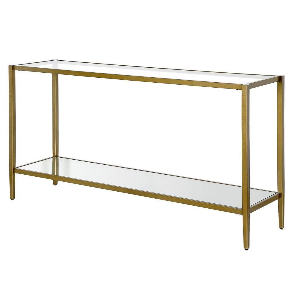 Cheapest 🥰 Hera 55 in. Brass Rectangle Glass Console Table with Mirrored Shelf by Meyer&Cross ❤️ 4 Cheapest 🥰 Hera 55 in. Brass Rectangle Glass Console Table with Mirrored Shelf by Meyer&Cross ❤️ - Image 2
