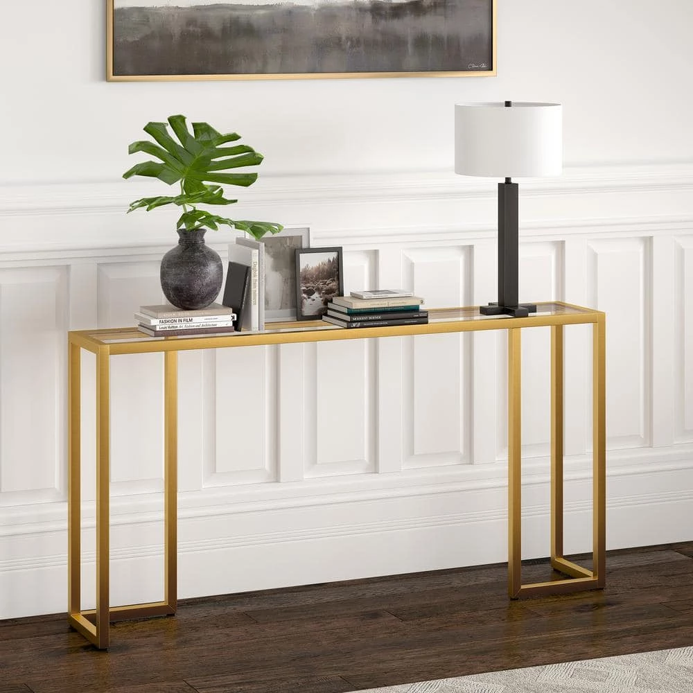 Coupon ❤️ Oscar 55 in. Rectangle Brass Glass Console Table by Meyer&Cross ⌛ 8 Coupon ❤️ Oscar 55 in. Rectangle Brass Glass Console Table by Meyer&Cross ⌛ - Image 6