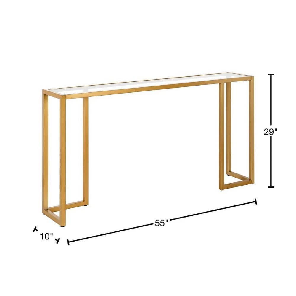 Coupon ❤️ Oscar 55 in. Rectangle Brass Glass Console Table by Meyer&Cross ⌛ 5 Coupon ❤️ Oscar 55 in. Rectangle Brass Glass Console Table by Meyer&Cross ⌛ - Image 3