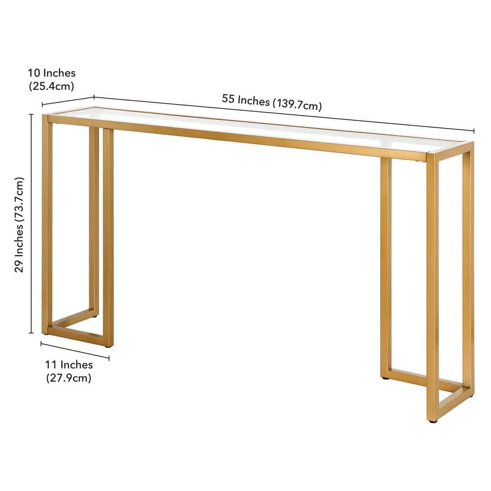 Coupon ❤️ Oscar 55 in. Rectangle Brass Glass Console Table by Meyer&Cross ⌛ 10 Coupon ❤️ Oscar 55 in. Rectangle Brass Glass Console Table by Meyer&Cross ⌛ - Image 8