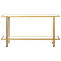 Buy 🎁 Inez 55 in. Brass Rectangle Glass Console Table by Meyer&Cross 🥰 -Outlet Camden Isle Store brass meyer cross console tables at0984 c3 1000