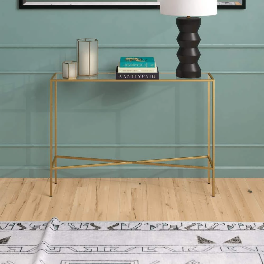 Brand new 😀 Henley 42 in. Brass Rectangle Glass Console Table by Meyer&Cross 👍 7 Brand new 😀 Henley 42 in. Brass Rectangle Glass Console Table by Meyer&Cross 👍 - Image 5