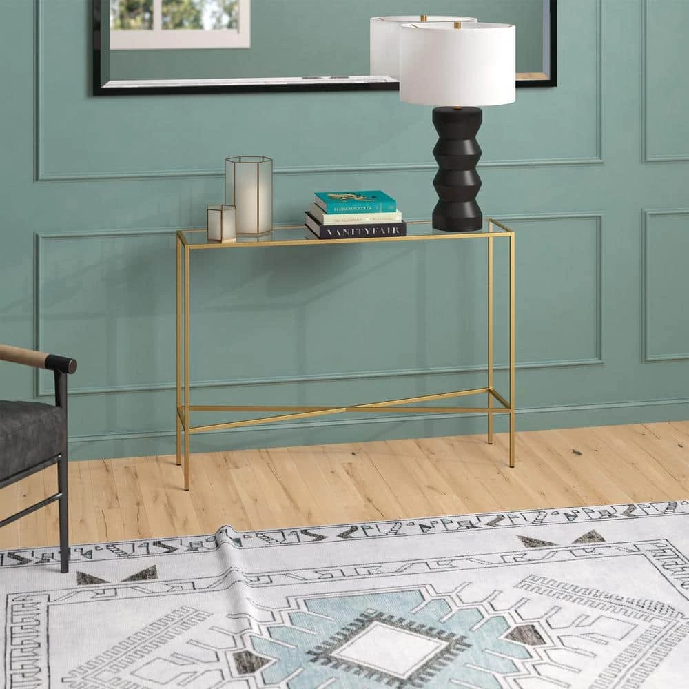 Brand new 😀 Henley 42 in. Brass Rectangle Glass Console Table by Meyer&Cross 👍 10 Brand new 😀 Henley 42 in. Brass Rectangle Glass Console Table by Meyer&Cross 👍 - Image 8