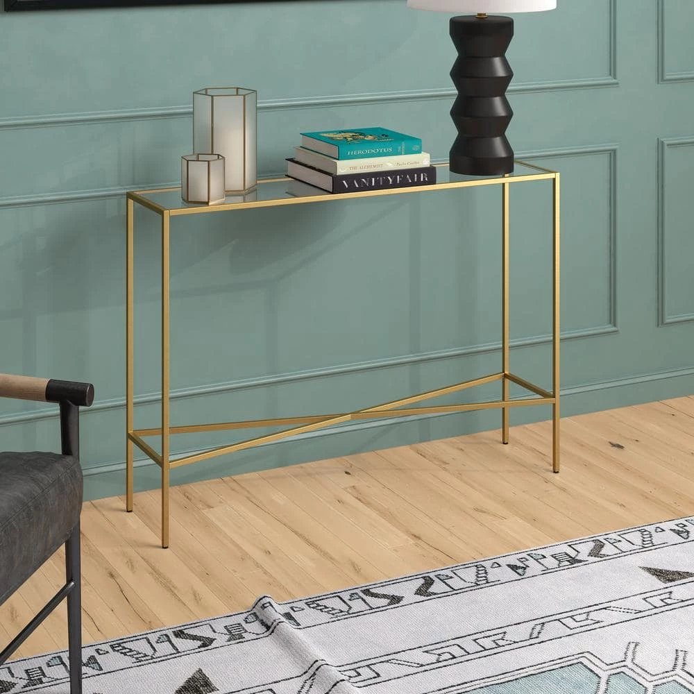 Brand new 😀 Henley 42 in. Brass Rectangle Glass Console Table by Meyer&Cross 👍 6 Brand new 😀 Henley 42 in. Brass Rectangle Glass Console Table by Meyer&Cross 👍 - Image 4