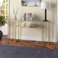 Wholesale 👍 Marilyn 55 in.Brass Rectangular Console Table with Glass Top by Meyer&Cross ✔️ -Outlet Camden Isle Store brass meyer cross console tables at1536 31 1000