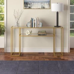 Wholesale 👍 Marilyn 55 in.Brass Rectangular Console Table with Glass Top by Meyer&Cross ✔️ -Outlet Camden Isle Store brass meyer cross console tables at1536 4f 1000