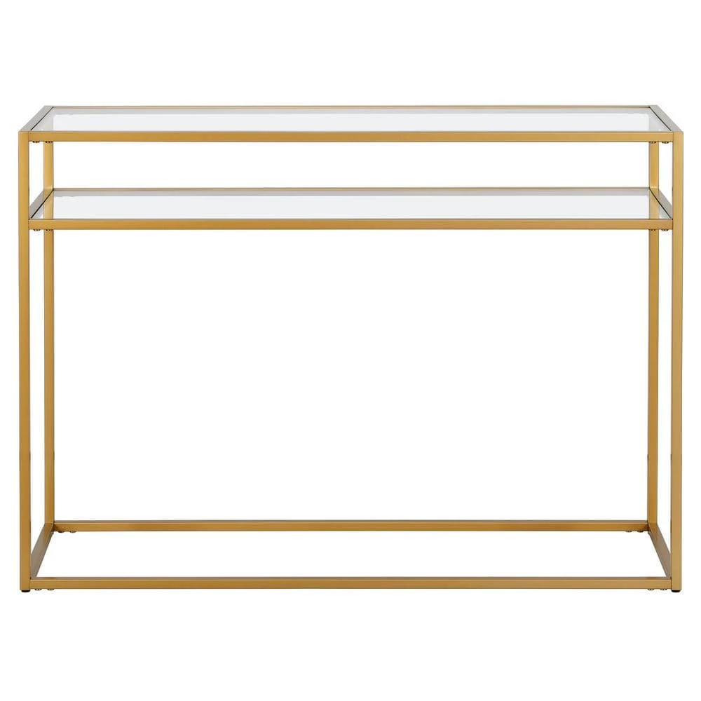 Brand new 😀 Addison 42 in. Bronze Standard Rectangle Glass Console Table with Storage by Meyer&Cross 🌟 3 Brand new 😀 Addison 42 in. Bronze Standard Rectangle Glass Console Table with Storage by Meyer&Cross 🌟