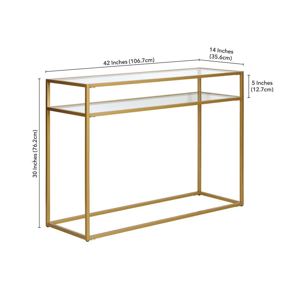 Brand new 😀 Addison 42 in. Bronze Standard Rectangle Glass Console Table with Storage by Meyer&Cross 🌟 10 Brand new 😀 Addison 42 in. Bronze Standard Rectangle Glass Console Table with Storage by Meyer&Cross 🌟 - Image 8
