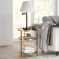 Cheapest ⌛ Helena 24 in. Brass Contemporary Side Table by Meyer&Cross 🛒 -Outlet Camden Isle Store brass meyer cross end side tables st0507 31 1000