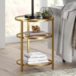 Cheapest ⌛ Helena 24 in. Brass Contemporary Side Table by Meyer&Cross 🛒 -Outlet Camden Isle Store brass meyer cross end side tables st0507 4f 1000