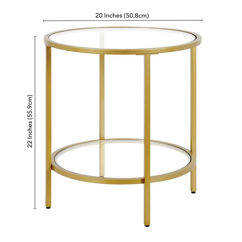 Brand new ✨ Sivil 20 in. Brass Round Glass Side Table with Glass Shelf by Meyer&Cross ✔️ 8 Brand new ✨ Sivil 20 in. Brass Round Glass Side Table with Glass Shelf by Meyer&Cross ✔️ - Image 6