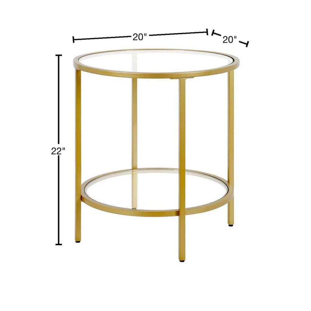 Brand new ✨ Sivil 20 in. Brass Round Glass Side Table with Glass Shelf by Meyer&Cross ✔️ 5 Brand new ✨ Sivil 20 in. Brass Round Glass Side Table with Glass Shelf by Meyer&Cross ✔️ - Image 3