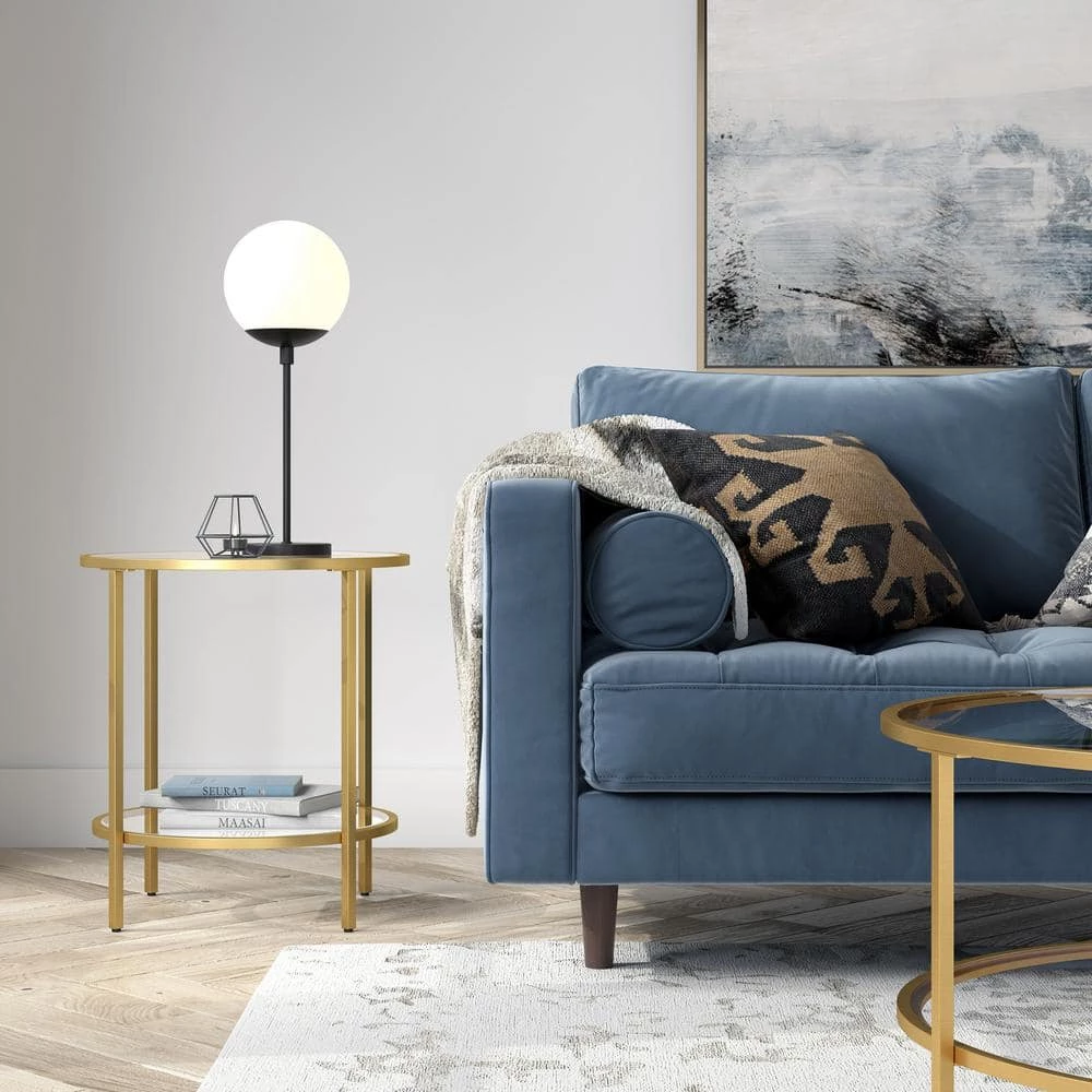 Brand new ✨ Sivil 20 in. Brass Round Glass Side Table with Glass Shelf by Meyer&Cross ✔️ 7 Brand new ✨ Sivil 20 in. Brass Round Glass Side Table with Glass Shelf by Meyer&Cross ✔️ - Image 5