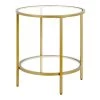 Brand new ✨ Sivil 20 in. Brass Round Glass Side Table with Glass Shelf by Meyer&Cross ✔️ -Outlet Camden Isle Store brass meyer cross end side tables st0651 64 1000