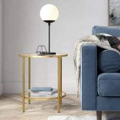 Brand new ✨ Sivil 20 in. Brass Round Glass Side Table with Glass Shelf by Meyer&Cross ✔️ 12 Brand new ✨ Sivil 20 in. Brass Round Glass Side Table with Glass Shelf by Meyer&Cross ✔️ -Outlet Camden Isle Store brass meyer cross end side tables st0651 c3 1000
