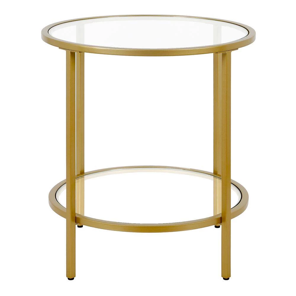 Brand new ✨ Sivil 20 in. Brass Round Glass Side Table with Glass Shelf by Meyer&Cross ✔️ 4 Brand new ✨ Sivil 20 in. Brass Round Glass Side Table with Glass Shelf by Meyer&Cross ✔️ - Image 2