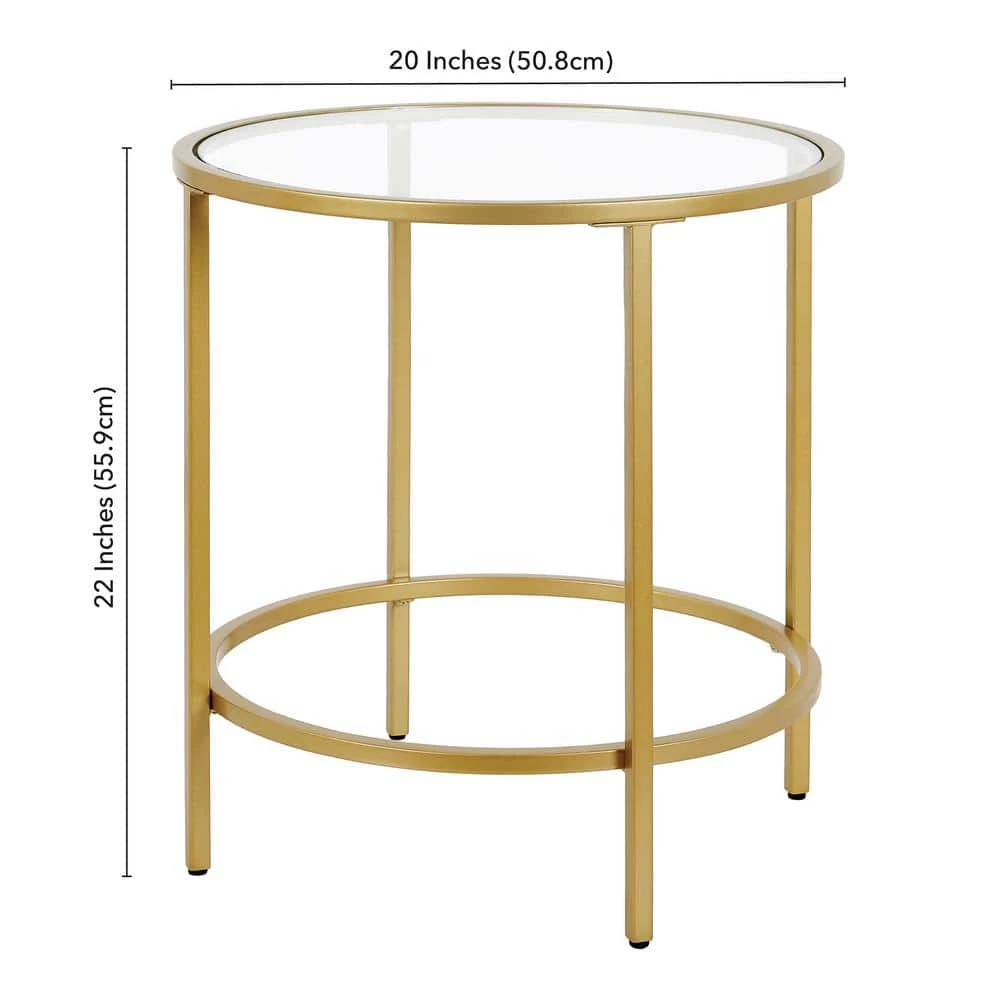 Best deal ⌛ Sivil 20 in. Brass Finish Round Glass Top End Table by Meyer&Cross ⌛ 8 Best deal ⌛ Sivil 20 in. Brass Finish Round Glass Top End Table by Meyer&Cross ⌛ - Image 6