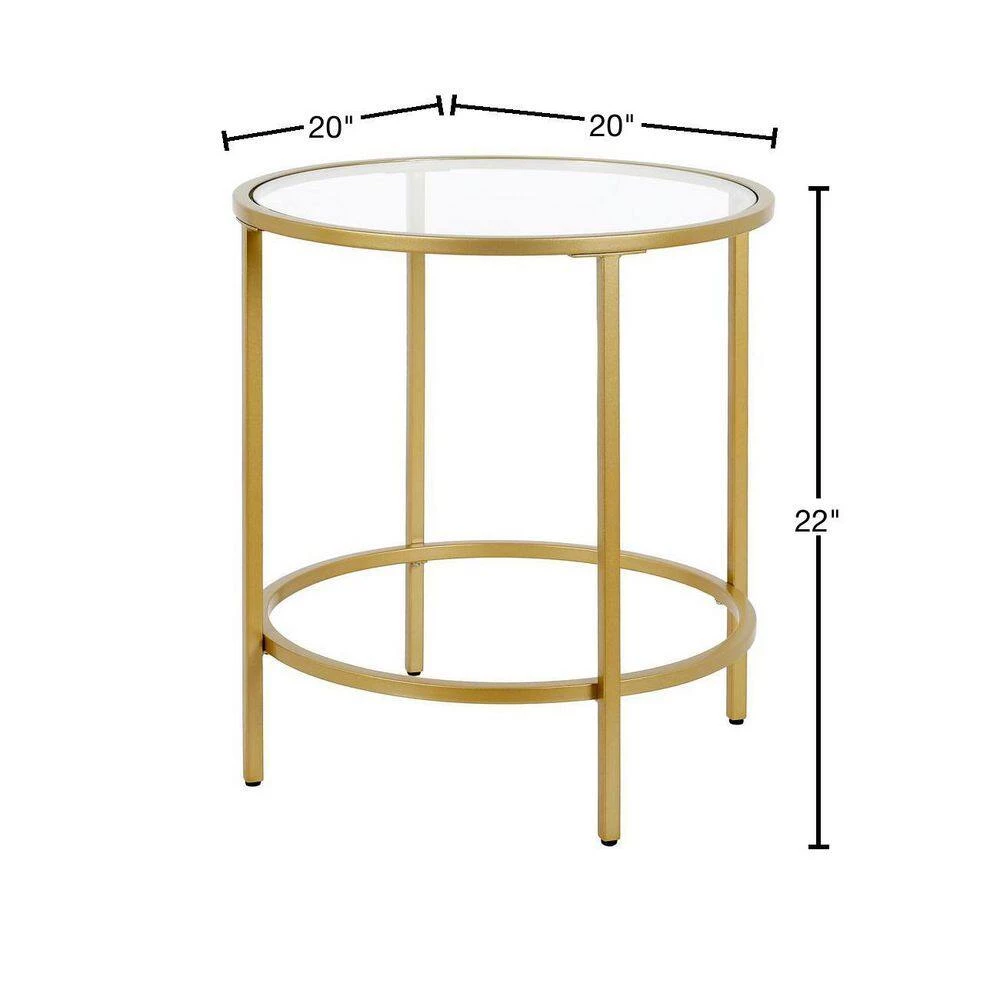 Best deal ⌛ Sivil 20 in. Brass Finish Round Glass Top End Table by Meyer&Cross ⌛ 5 Best deal ⌛ Sivil 20 in. Brass Finish Round Glass Top End Table by Meyer&Cross ⌛ - Image 3
