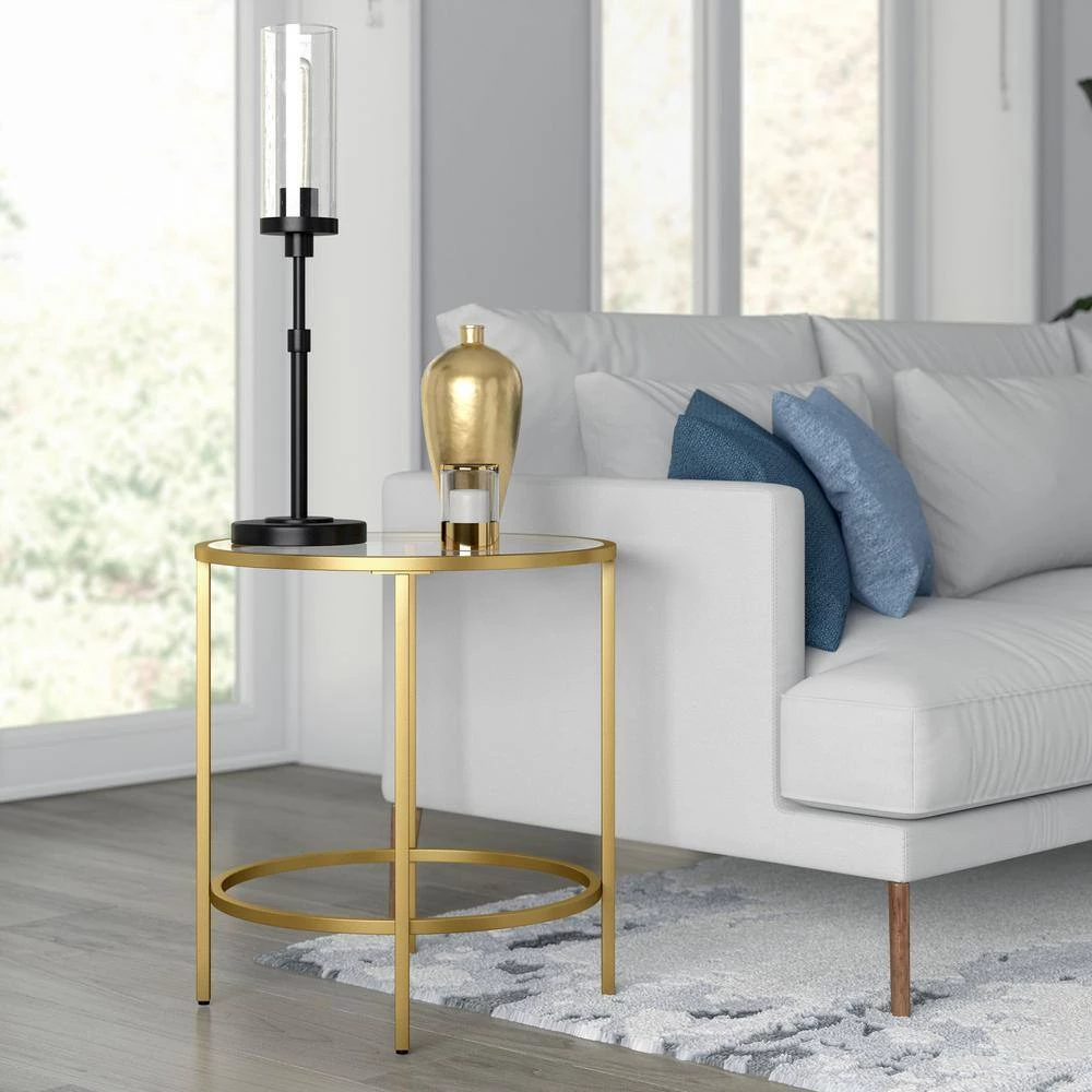 Best deal ⌛ Sivil 20 in. Brass Finish Round Glass Top End Table by Meyer&Cross ⌛ 7 Best deal ⌛ Sivil 20 in. Brass Finish Round Glass Top End Table by Meyer&Cross ⌛ - Image 5