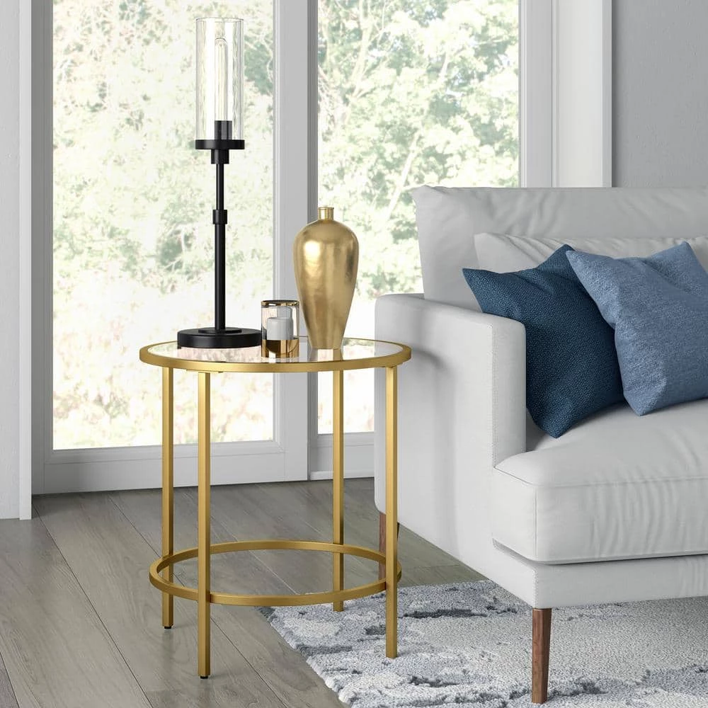 Best deal ⌛ Sivil 20 in. Brass Finish Round Glass Top End Table by Meyer&Cross ⌛ 6 Best deal ⌛ Sivil 20 in. Brass Finish Round Glass Top End Table by Meyer&Cross ⌛ - Image 4