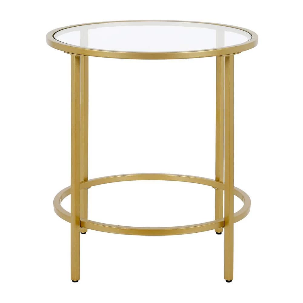 Best deal ⌛ Sivil 20 in. Brass Finish Round Glass Top End Table by Meyer&Cross ⌛ 4 Best deal ⌛ Sivil 20 in. Brass Finish Round Glass Top End Table by Meyer&Cross ⌛ - Image 2