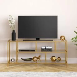 Best Sale 🔥 Winthrop 55 in. Brass Metal TV Stand Fits TVs Up to 55 in. with Open Storage by Meyer&Cross 🥰 -Outlet Camden Isle Store brass meyer cross tv stands tv0329 1f 1000