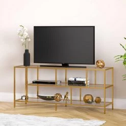 Best Sale 🔥 Winthrop 55 in. Brass Metal TV Stand Fits TVs Up to 55 in. with Open Storage by Meyer&Cross 🥰 -Outlet Camden Isle Store brass meyer cross tv stands tv0329 31 1000