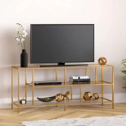Best Sale 🔥 Winthrop 55 in. Brass Metal TV Stand Fits TVs Up to 55 in. with Open Storage by Meyer&Cross 🥰 -Outlet Camden Isle Store brass meyer cross tv stands tv0329 c3 1000